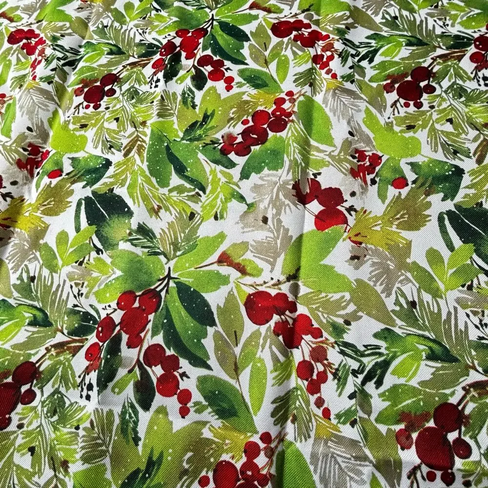 Fiesta Easy Care Tablecloth Red Berries & Greenery Buffet Cloth Long Rectangle